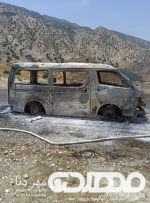 جزییات آتش سوزی یک دستگاه آمبولانس در جاده دهدشت + تصاویر